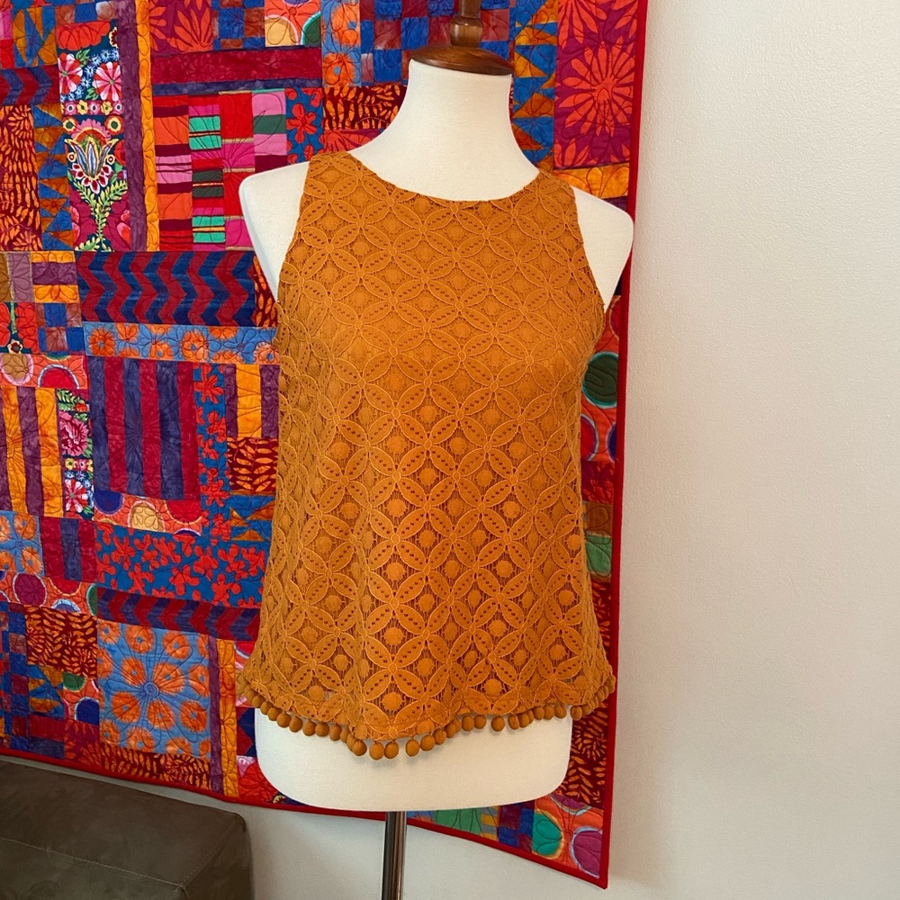 NWT Ann Taylor Factory Sleeveless Pom Pom Blouse